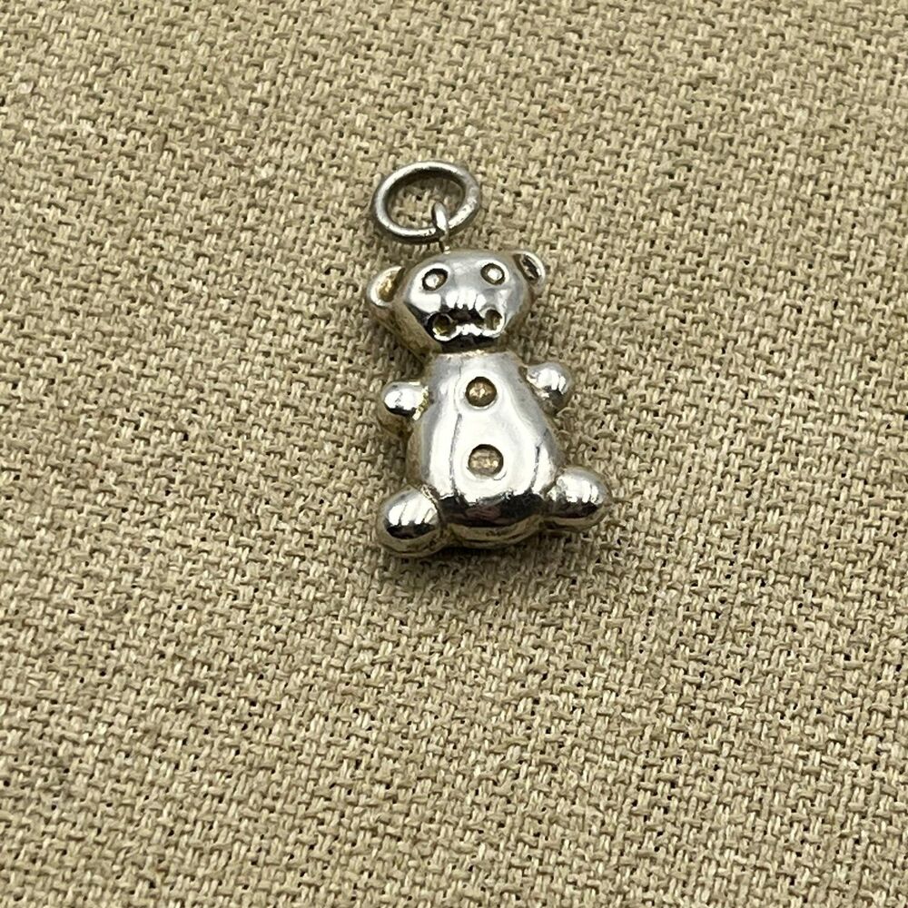 Unisex Sterling silver teddy bear Charm